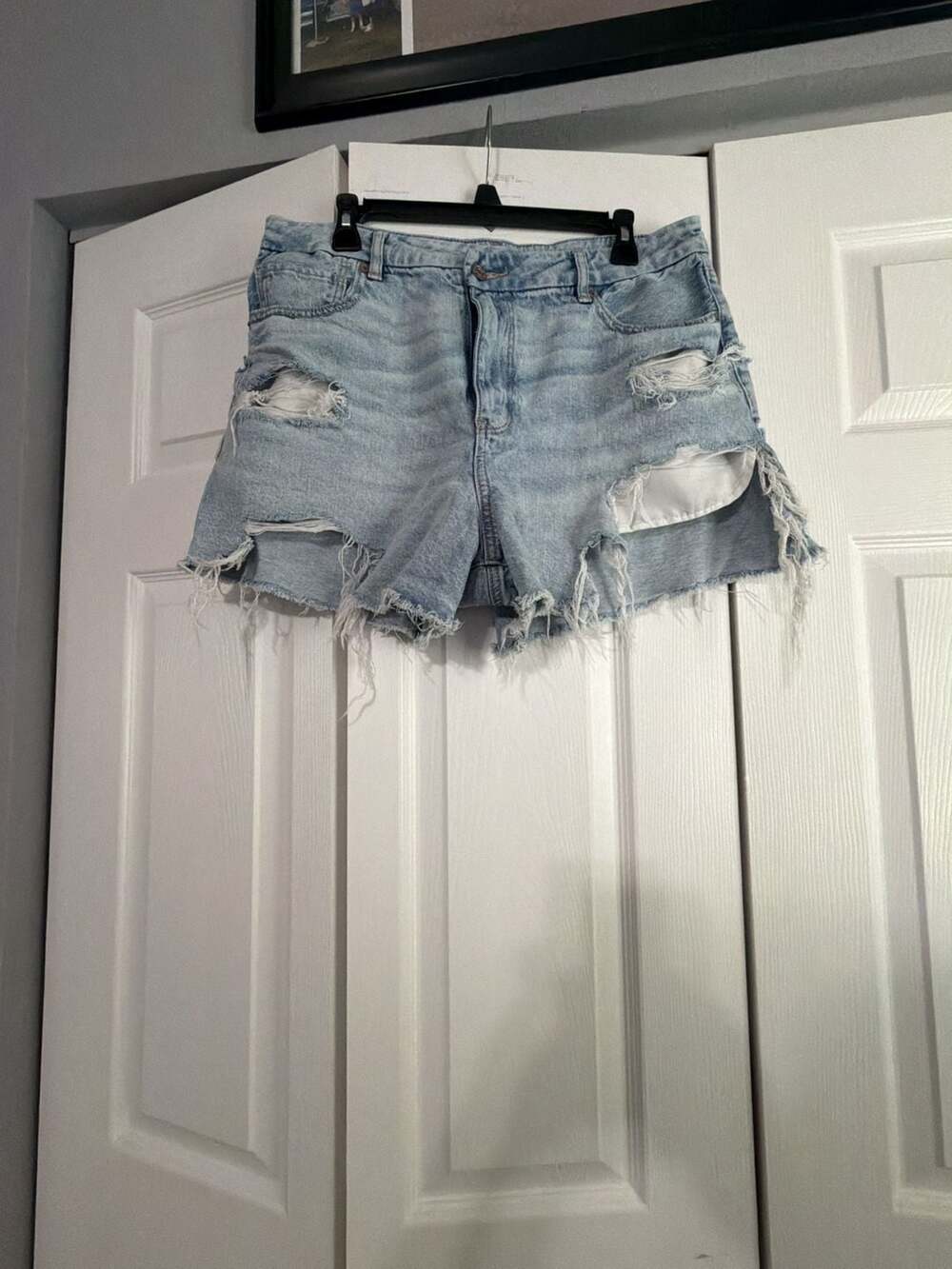 American Eagle Curvy Mom Distressed Denim Jean Shorts
